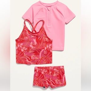 Rashguard & Tankini 3-Piece Swim Set for Toddler Girls